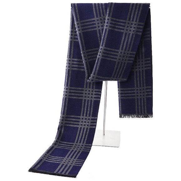 Mens Scarf Winter Fashion - Navy/Grey - Picture 2 of 5